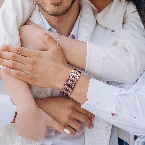 Feraco 3X Strength Copper Bracelet for Men, 99.99% Pure Copper Magnetic Bracelet with Powerful Neodymium Magnets & Pro Folding Clasp, Adjustable in Kuwait