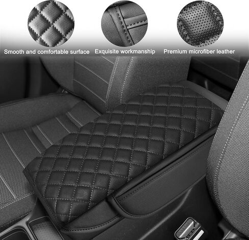 غطاء وحدة التحكم المركزية بسمك 1.2 بوصة من SENSHINE لملحقات Honda CRV 2023 2024 2025 2026 غطاء وحدة التحكم الوسطى غطاء جلدي لمسند الذراع وغطاء وسادة وسادة مع جيوب داخلية (غرزة سوداء) in Saudi Arabia