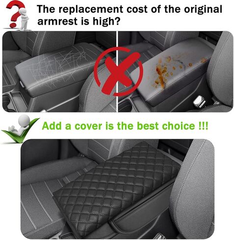 غطاء وحدة التحكم المركزية بسمك 1.2 بوصة من SENSHINE لملحقات Honda CRV 2023 2024 2025 2026 غطاء وحدة التحكم الوسطى غطاء جلدي لمسند الذراع وغطاء وسادة وسادة مع جيوب داخلية (غرزة سوداء) in Saudi Arabia