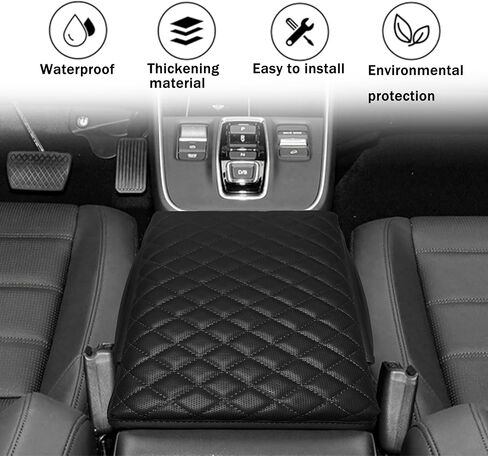 غطاء وحدة التحكم المركزية بسمك 1.2 بوصة من SENSHINE لملحقات Honda CRV 2023 2024 2025 2026 غطاء وحدة التحكم الوسطى غطاء جلدي لمسند الذراع وغطاء وسادة وسادة مع جيوب داخلية (غرزة سوداء) in Saudi Arabia