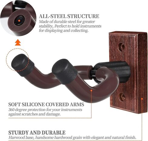 حامل جداري للجيتار مكون من 12 قطعة، حامل خطاف لتعليق الجيتار الخشبي على الحائط للجيتار الصوتي والكهربائي والبانجو والباس والقيثارة in Kuwait