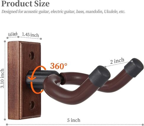 حامل جداري للجيتار مكون من 12 قطعة، حامل خطاف لتعليق الجيتار الخشبي على الحائط للجيتار الصوتي والكهربائي والبانجو والباس والقيثارة in Kuwait