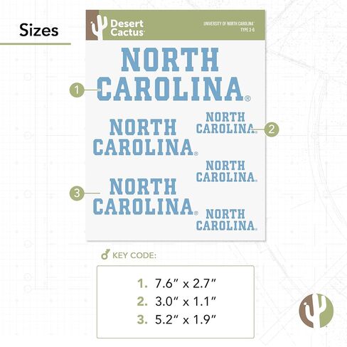 Desert Cactus University of North Carolina Sticker UNC Chapel Hill Tar Heels Stickers Vinyl Decals Laptop Water Bottle Car Scrapbook T3 (Type 3-1) in Saudi Arabia