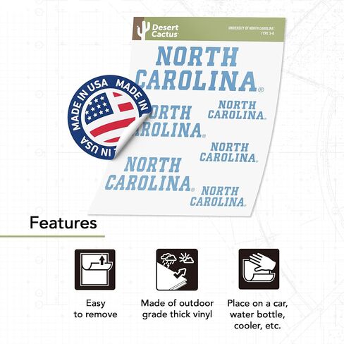 Desert Cactus University of North Carolina Sticker UNC Chapel Hill Tar Heels Stickers Vinyl Decals Laptop Water Bottle Car Scrapbook T3 (Type 3-1) in Saudi Arabia