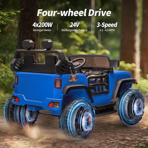 لعبة سيارة ركوب بمقعدين، سيارة كهربائية 24 فولت 4WD للأطفال 4-8 مع جهاز تحكم عن بعد، محركات 4x200 واط، سعة 150 رطل - وردي فاقع in Kuwait