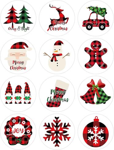 lucleag 360pcs ملصقات عيد الميلاد للأطفال، متنوعة عيد الميلاد الجاموس ملصقات منقوشة لبطاقات مغلفات الحلوى جودي، جولة عيد الميلاد مغلف الأختام ملصق هدية التفاف الديكور in Saudi Arabia