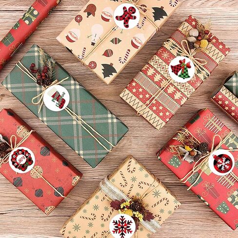 lucleag 360pcs ملصقات عيد الميلاد للأطفال، متنوعة عيد الميلاد الجاموس ملصقات منقوشة لبطاقات مغلفات الحلوى جودي، جولة عيد الميلاد مغلف الأختام ملصق هدية التفاف الديكور in Saudi Arabia