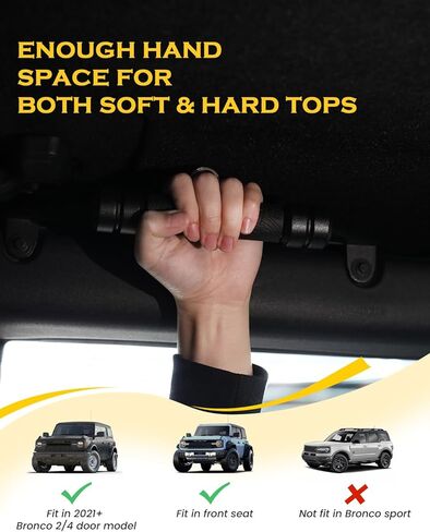 مقابض حمل ألومنيوم مطورة متوافقة مع Ford Bronco 2021-2025 2/4 باب ناعم وصلب، نمط خط محيطي ومقبض معدني أكثر سمكًا لملحقات برونكو الداخلية (المقعد الأمامي والخلفي) in Kuwait