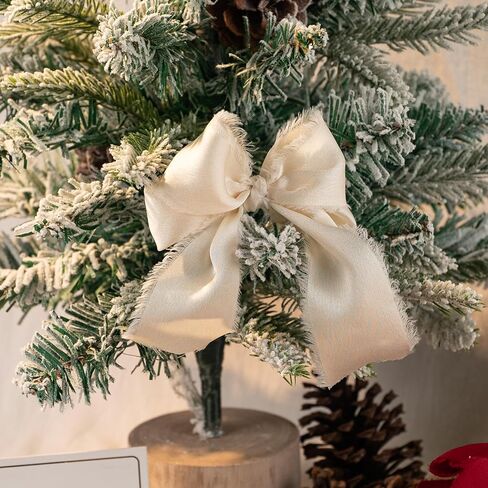 Christmas Ribbon, Red Green Ivory White Silk Satin Ribbon, 1-1/2 inch x 15 Yd Handmade Frayed Fringe Fabric Ribbon for Wrapping Xmas Tree Decor Crafts Bouquets Birthday Holiday Decor, 3 Rolls in Saudi Arabia