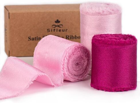 Christmas Ribbon, Red Green Ivory White Silk Satin Ribbon, 1-1/2 inch x 15 Yd Handmade Frayed Fringe Fabric Ribbon for Wrapping Xmas Tree Decor Crafts Bouquets Birthday Holiday Decor, 3 Rolls in Saudi Arabia