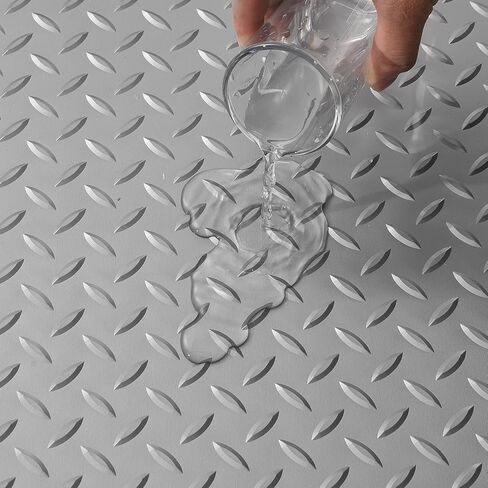 VEVOR Floor Mat, 13 x 4.9 FT PVC Flooring Roll, Non-Slip Diamond Texture, 64.58 sq.ft Covering Space, Garage Mats for Under Cars, Gyms, Boats, Car Trailer, Silver in Kuwait