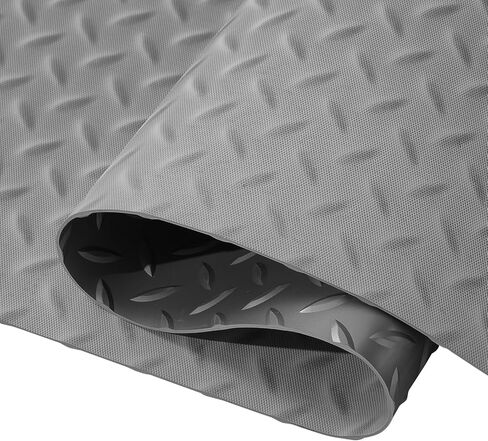 VEVOR Floor Mat, 13 x 4.9 FT PVC Flooring Roll, Non-Slip Diamond Texture, 64.58 sq.ft Covering Space, Garage Mats for Under Cars, Gyms, Boats, Car Trailer, Silver in Kuwait