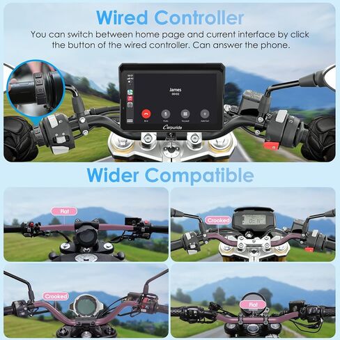 2025 Carpuride W502S Motorcycle GPS Wireless Carplay/Android Auto، شاشة لمس دراجة نارية مقاومة للماء مقاس 5 بوصات، مع حامل BM05، بلوتوث Trans، وحدة تحكم سلكية، ملاحة in Kuwait