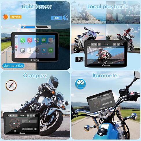 2025 Carpuride W502S Motorcycle GPS Wireless Carplay/Android Auto، شاشة لمس دراجة نارية مقاومة للماء مقاس 5 بوصات، مع حامل BM05، بلوتوث Trans، وحدة تحكم سلكية، ملاحة in Kuwait