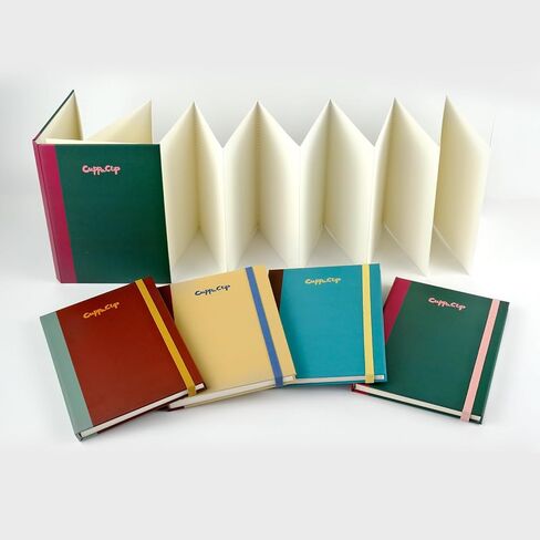 دفتر رسم ألوان مائية من CuppaClip Accordion 300GSM من القطن لوازم فنية ورقية ذات غلاف مقوى مجلة سفر بألوان مائية كونسرتينا (أخضر داكن، 5.3x7.6 بوصة) in Kuwait