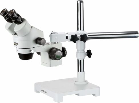 AmScope 7X-45X Black Stereo Zoom Microscope with Single Arm Boom Stand in Saudi Arabia