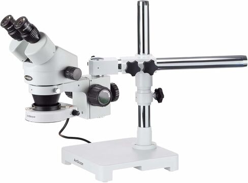 AmScope 7X-45X Black Stereo Zoom Microscope with Single Arm Boom Stand in Saudi Arabia