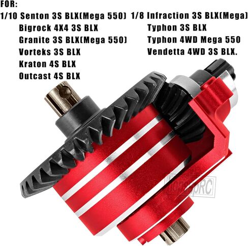 حافظة تفاضلية لجزء من الفولاذ 37T&13T لـ 1/10 Senton/Bigrock/Granite/Vorteks 3S BLX، Kraton/Outcast 4S BLX، 1/8 Infraction/Typhon/Vendetta 3S BLX. مجموعة ناقل الحركة Diff Gear.أحمر (قطعتان) in Saudi Arabia