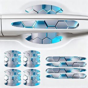 8PCS Car Door Handle Scratch Protectors,3D Patterned-Marking，Anti Scratch, Automotive Door Handle Paint Protective Film Cover Accessories, Universal for Most Cars (Black-Red) in Saudi Arabia