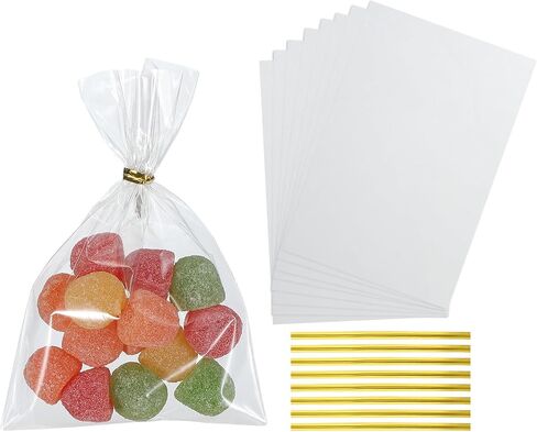 PATIKIL Treat Bags, 100 Pcs 9x6 Inch Clear Gift Bags with Twist Ties Plastic Gift for Candy Party Favor Cookies Candies Packaging Bakery, Clear in Saudi Arabia