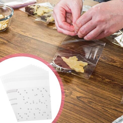 uxcell 100 Pcs Cellophanes Bags with 100 Pcs Stickers, 5.9 x 4 Inch Self-Adhesive Cookies Treat Bags with Seal Resealable Gift Wrap for Packaging Candy Goodie Favors Gift Giving, Clear in Saudi Arabia