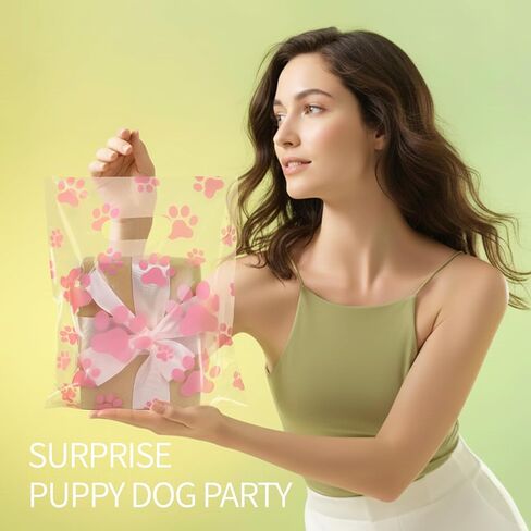 سيلا 80 قطعة من أكياس الهدايا البلاستيكية المطبوعة بمخالب الكلب، أكياس هدايا للكلاب مقاس 9 × 12 بوصة لتفضلات حفلات أعياد ميلاد الكلاب، وبيع الهدايا المصنوعة منزليًا وتغليف التجزئة للأعمال (وردي شفاف) in Kuwait