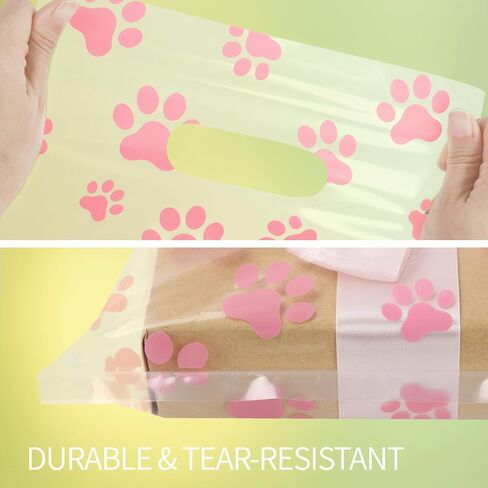 سيلا 80 قطعة من أكياس الهدايا البلاستيكية المطبوعة بمخالب الكلب، أكياس هدايا للكلاب مقاس 9 × 12 بوصة لتفضلات حفلات أعياد ميلاد الكلاب، وبيع الهدايا المصنوعة منزليًا وتغليف التجزئة للأعمال (وردي شفاف) in Kuwait