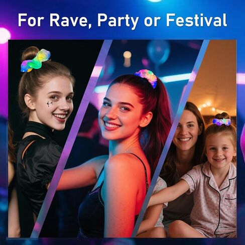 8 قطع من ربطات الشعر المضيئة، 3 أوضاع للتوهج، إكسسوارات شعر للنساء والفتيات، لوازم الحفلات المتوهجة في الظلام لحفلات أعياد الميلاد والحفلات الموسيقية in Kuwait