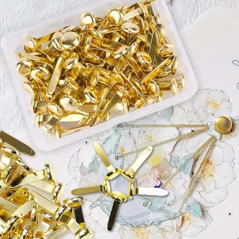 100 PCS Mini Brads, Brass Fasteners 20 x 8mm, Small Metal Brad for Office Paper Crafts, Scrapbooking DIY & Handmade Cards in Saudi Arabia