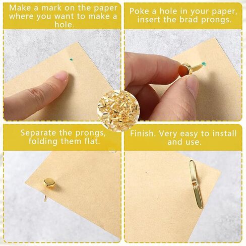 100 PCS Mini Brads, Brass Fasteners 20 x 8mm, Small Metal Brad for Office Paper Crafts, Scrapbooking DIY & Handmade Cards in Saudi Arabia