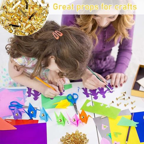 100 PCS Mini Brads, Brass Fasteners 20 x 8mm, Small Metal Brad for Office Paper Crafts, Scrapbooking DIY & Handmade Cards in Saudi Arabia