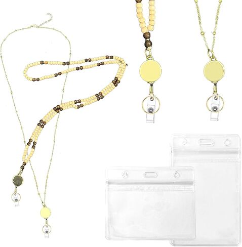 قطعتان من حبال شارة الهوية، مجموعة حبل للمعلم قابل للسحب مع 2 حامل شارة هوية مقاومة للماء، حبل خشبي مطرز للنساء وشارات الهوية وبطاقات السفن السياحية in Kuwait