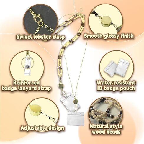 قطعتان من حبال شارة الهوية، مجموعة حبل للمعلم قابل للسحب مع 2 حامل شارة هوية مقاومة للماء، حبل خشبي مطرز للنساء وشارات الهوية وبطاقات السفن السياحية in Kuwait