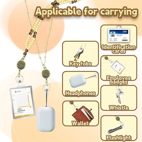 قطعتان من حبال شارة الهوية، مجموعة حبل للمعلم قابل للسحب مع 2 حامل شارة هوية مقاومة للماء، حبل خشبي مطرز للنساء وشارات الهوية وبطاقات السفن السياحية in Kuwait