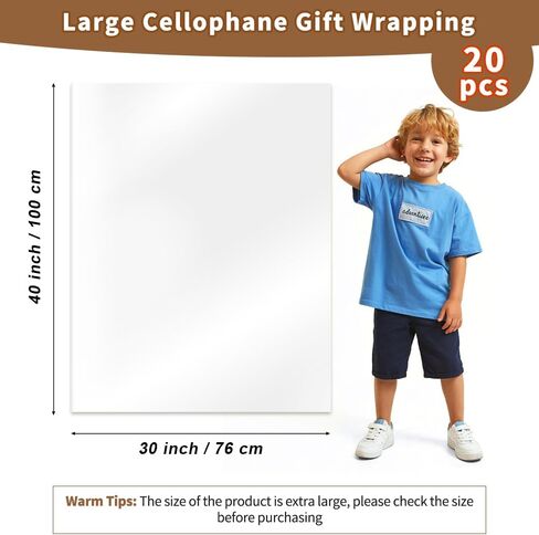 STPIYFZU 6PCS Large Cellophane Bags 30x40 Inch Christmas Clear Cellophane Wrap for Gift Baskets, 2.5 Mil Thick Clear Plastic Gift Bags for Christmas Birthday Baby Shower Wedding Raffles Party Favors in Saudi Arabia