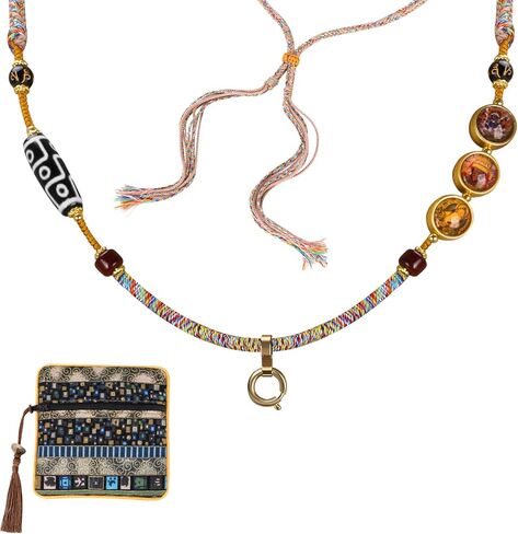 Vovo Tibetan Handcrafted Pendant Cord Thangka Pendant Chain Decorative Necklace DIY Adjustable Necklace Gift Box Set for Men/Women Spiritual Gift B-02 in Saudi Arabia