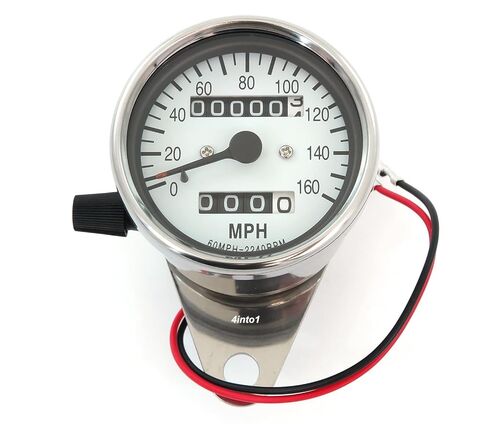 Motorcycle Mini Speedometer w/Trip Meter - 2240:60 - Chrome & White - MPH in Saudi Arabia