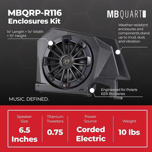 MB Quart Enhanced 6.5" Rear Speaker & Enclosures Kit for Polaris RZR Pro XP, Pro R, and Turbo R - Durability, Easy Installation, Perfect for Off-Road in Saudi Arabia