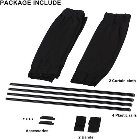 Car Curtains 4Pcs Car Sun Shade Side Window Curtain, Adjustable Car Side Window Sun Shade Pure Black Window Shade Car Privacy Curtains UV 20.08 x 14.97 Thick Cloth in Saudi Arabia