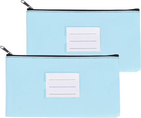 PATIKIL 11x6 Money Bank Deposit Bag with Zipper, 2 Pcs Leatherette Coin Check Wallet Pen Pouch Bag with Clear Window for Office Travel, Orange in Saudi Arabia