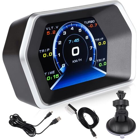 OBD2 GPS Dual System Car HUD Display - Digital Speedometer with Water Temp Voltage RPM - Universal Heads Up Display for All Vehicles in Saudi Arabia