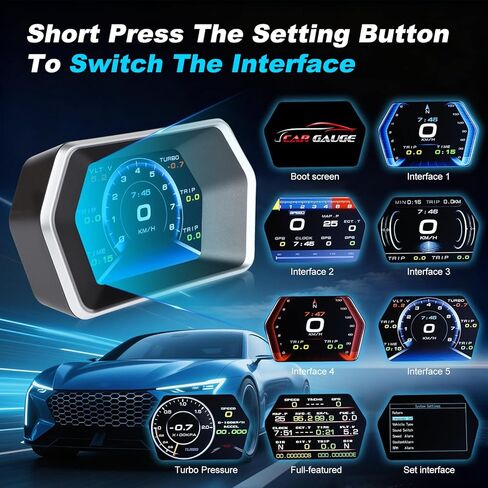 OBD2 GPS Dual System Car HUD Display - Digital Speedometer with Water Temp Voltage RPM - Universal Heads Up Display for All Vehicles in Saudi Arabia