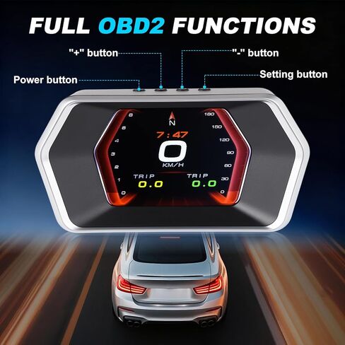 OBD2 GPS Dual System Car HUD Display - Digital Speedometer with Water Temp Voltage RPM - Universal Heads Up Display for All Vehicles in Saudi Arabia