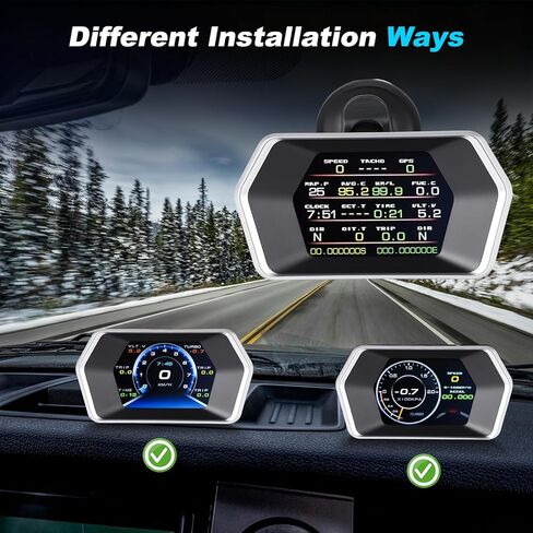 OBD2 GPS Dual System Car HUD Display - Digital Speedometer with Water Temp Voltage RPM - Universal Heads Up Display for All Vehicles in Saudi Arabia