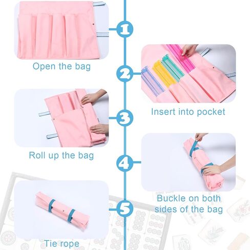 1 Pcs Mahjong Bags Protective Sleeve for Mahjong Racks and Pushers Tile Bag Accessory 20 Inch, Empty Mah Jong Bag Only (Pink) in Saudi Arabia