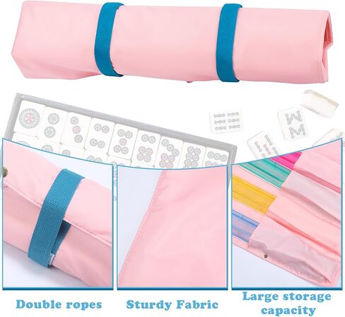 1 Pcs Mahjong Bags Protective Sleeve for Mahjong Racks and Pushers Tile Bag Accessory 20 Inch, Empty Mah Jong Bag Only (Pink) in Saudi Arabia