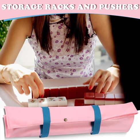 1 Pcs Mahjong Bags Protective Sleeve for Mahjong Racks and Pushers Tile Bag Accessory 20 Inch, Empty Mah Jong Bag Only (Pink) in Saudi Arabia