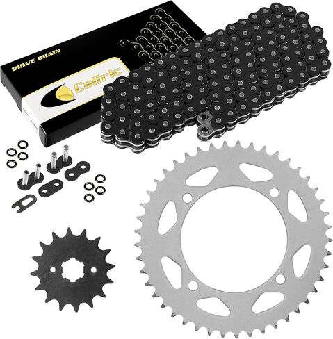 Caltric Black O-Ring Drive Chain & Sprockets Kit Compatible with Yamaha XV250 Virago 250 1989-2008 / XV250 V-Star 250 2008-2016 / Route 66 XV250 1988-1990 in Saudi Arabia