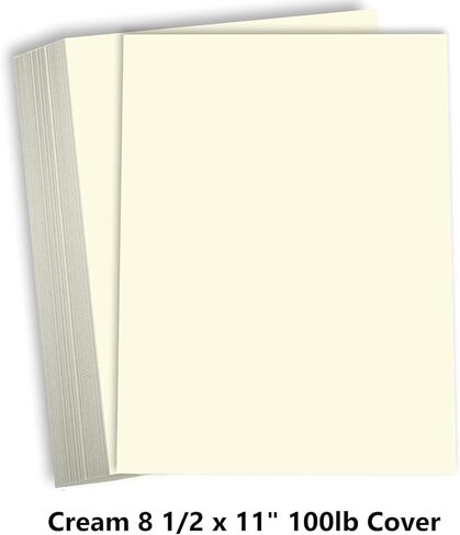 Hamilco Cream Colored Cardstock Thick Paper - 8 1/2 x 11" Heavy Weight 100 lb Cover Card Stock for Printer - 50 Pack in Kuwait
