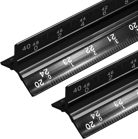 Biaungdo 2 Pack Engineer Scale Ruler, 12 Inch Solid Aluminum Triangular Drafting Tool, Laser-Etched Scales Ruler for Civil Engineer, Blue(1:10, 1:20, 1:30, 1:40, 1:50, 1:60) in Saudi Arabia